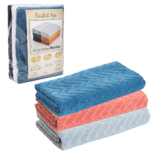 KIT BANHÃO 3PÇS CHEVRON SORTIDO 80CMX1,50M (1KIT)-SULTAN