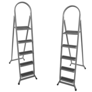 ESCADA RETANGULAR 5 DEGRAUS PRATA PRETO (1PÇ)-UTILAÇO