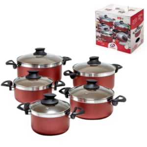 CJ.CAÇAROLAS 05 PÇS CEREJA PLUS T.V (2CXS)-MARCOLAR